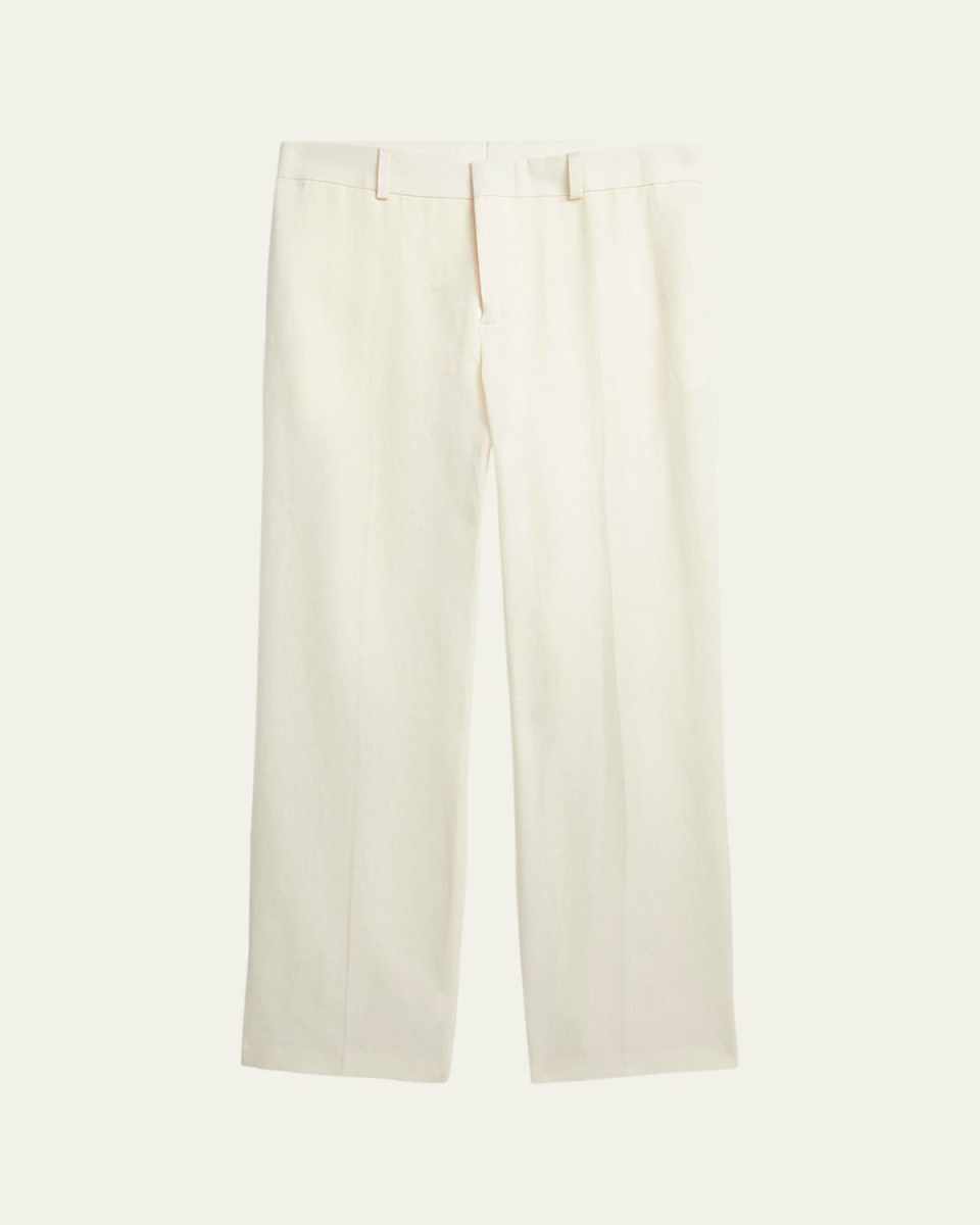 Boy's Solid Linen Tailored Trousers, Size 8-16